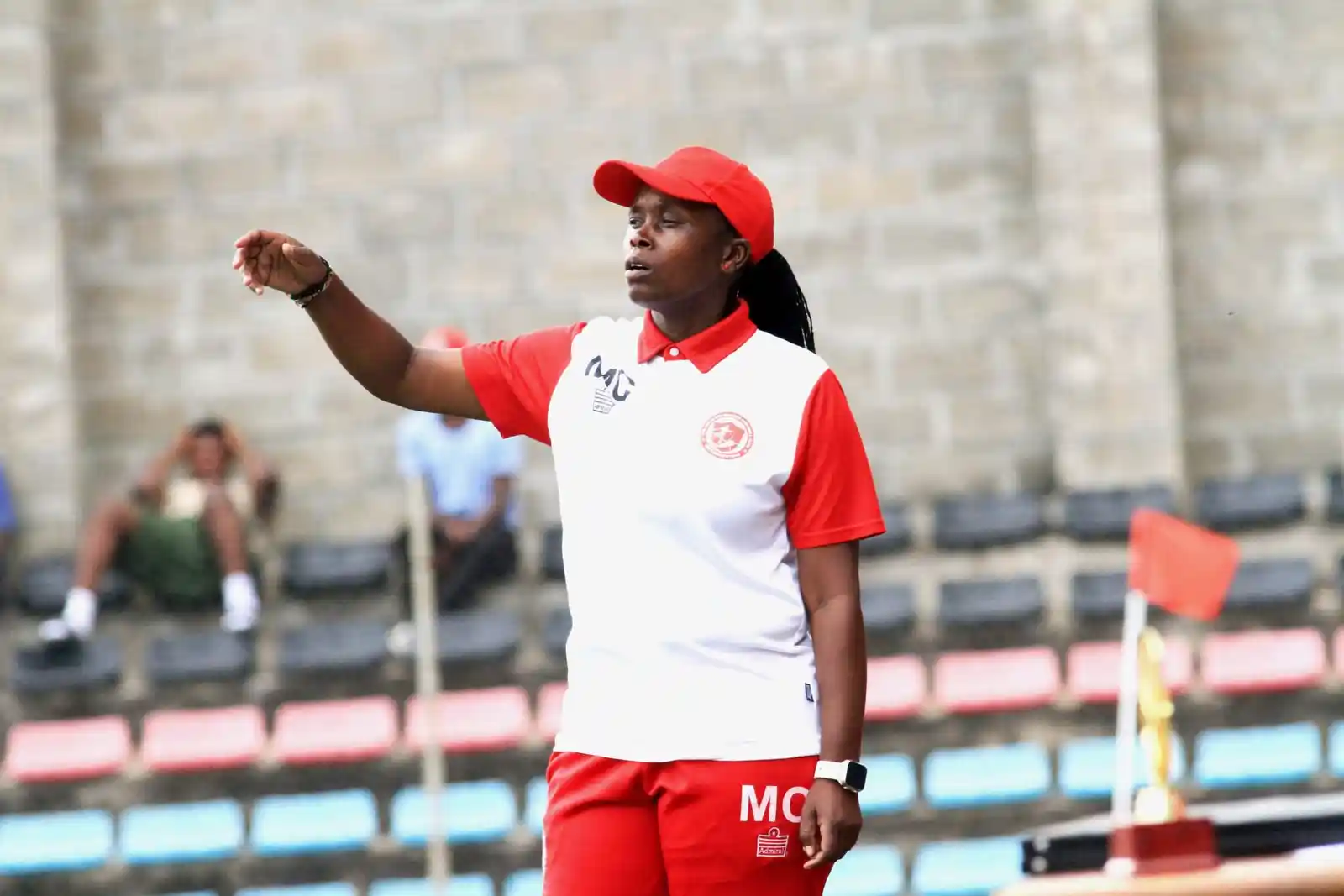 Maggie Chombo reacts after derby win